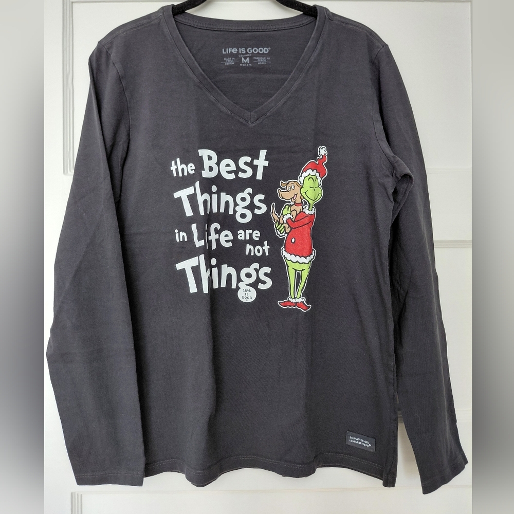 Life Is Good M Black Grinch Long Sleeve Tee